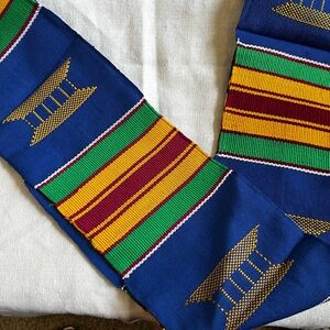 Royal Blue Cultutal Kente Stole.